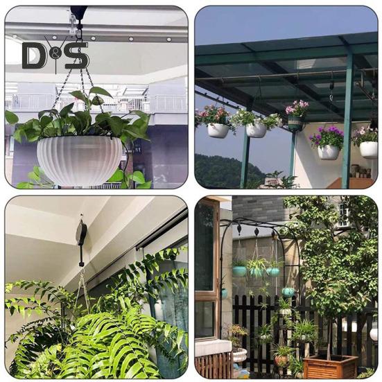 Pflanzen-Flaschenzughaken, robuster, einziehbarer Kleiderbügelhaken, verstellbarer Pflanzen-Flaschenzughaken für den Außenbereich, Garten, Blumenkörbe, Töpfe, Vogelfutterspender