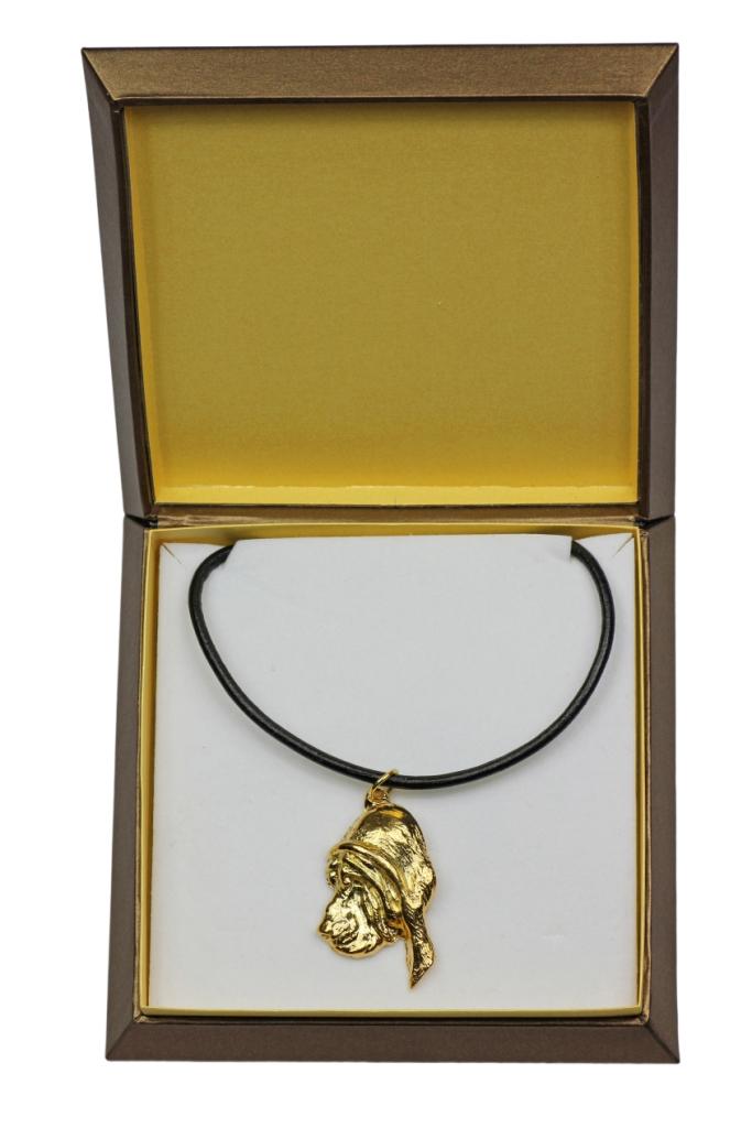

Bloodhound, St. Hubert Hound, Sleuth-hound - Dog necklace in gift box, gold-plated pendant for dog fan, striking jewellery by Art-Dog