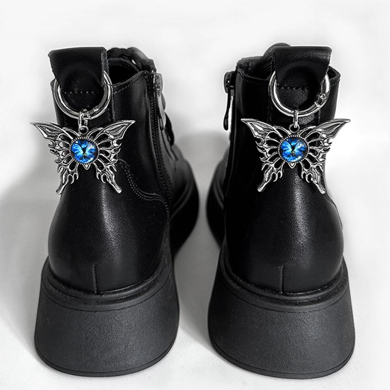 

2pcs Winged Cross Devil s Eye Shoe Buckle Openwork Butterfly Heel Buckle Boots Shoe Accessory Pendant Women Party Jewelry Decor