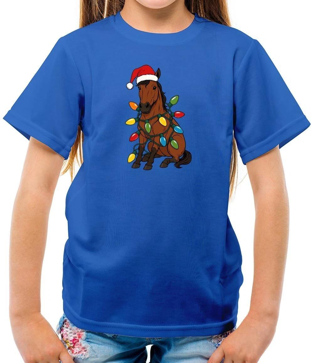 Horse Christmas Lights - Kids T-Shirt - Horses Ride Xmas Cute Love Riding 140
