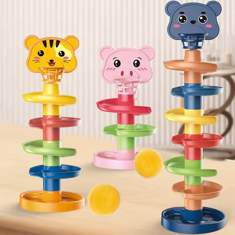 Children's fun track sliding ball spinning music shooting stacking baby early education educational toys children's gifts