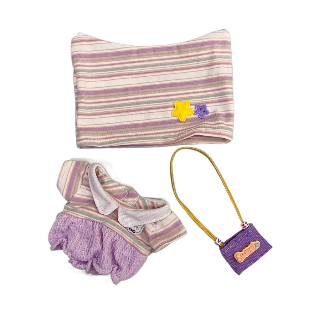 

OB11 Doll Dresses 20cm Cotton Doll Mini Princess Skirt Cute Doll Clothes Set Plush Toy Type E