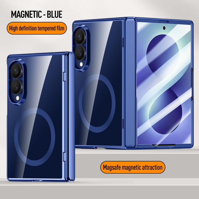 Transparent Magnetic Ring Front Screen Glass Protect Case For Samsung Galaxy Z Fold 8 Ultra Z Fold8 Fold7 Spring Hinged Cover
