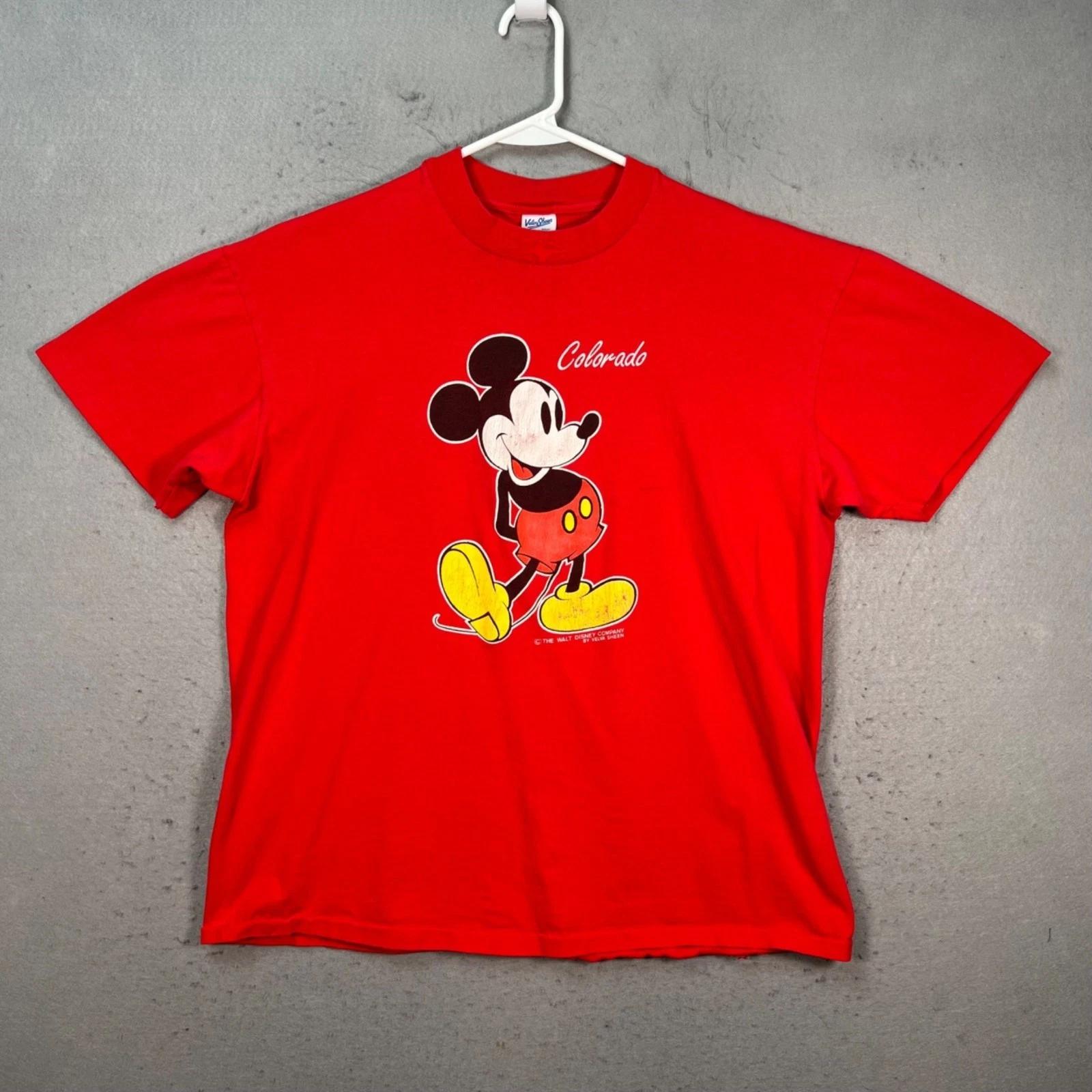 

Vintage Velva Sheen Red Mickey Mouse Colorado T-Shirt Mens XL Made In USA S