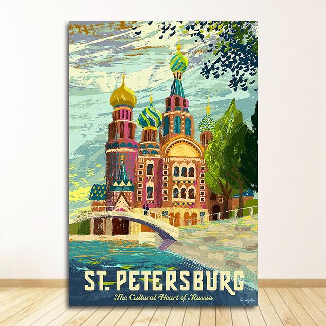 Prints Wall Art Canvas Painting Room Home Decor Bangkok Tel Aviv Europe World City Tour Travel Scenery Vintage Landscape Poster