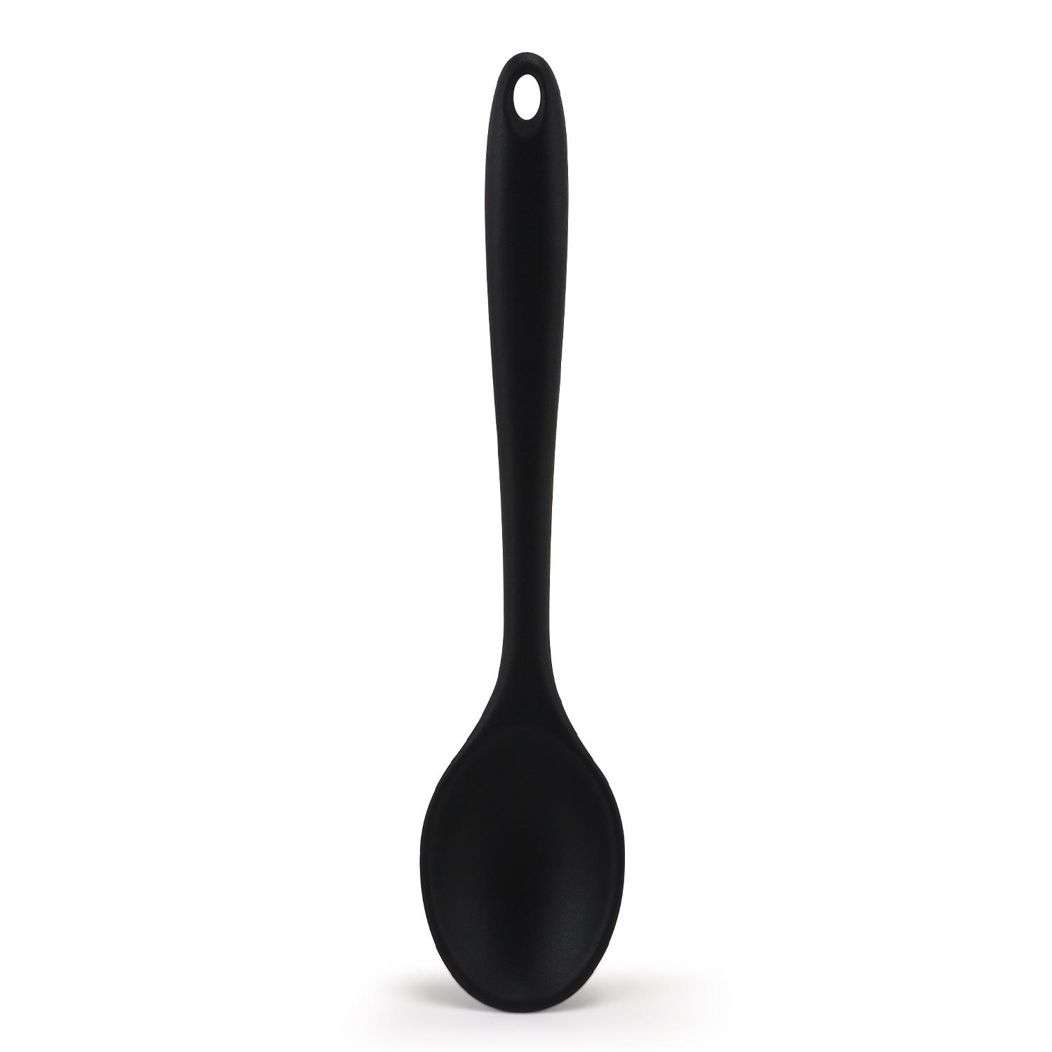 Hot Silicone Spoon Tableware Small Mixing Spoon Denser Salad Seasoning Denser Spoon Kitchen Small Tool чёрный