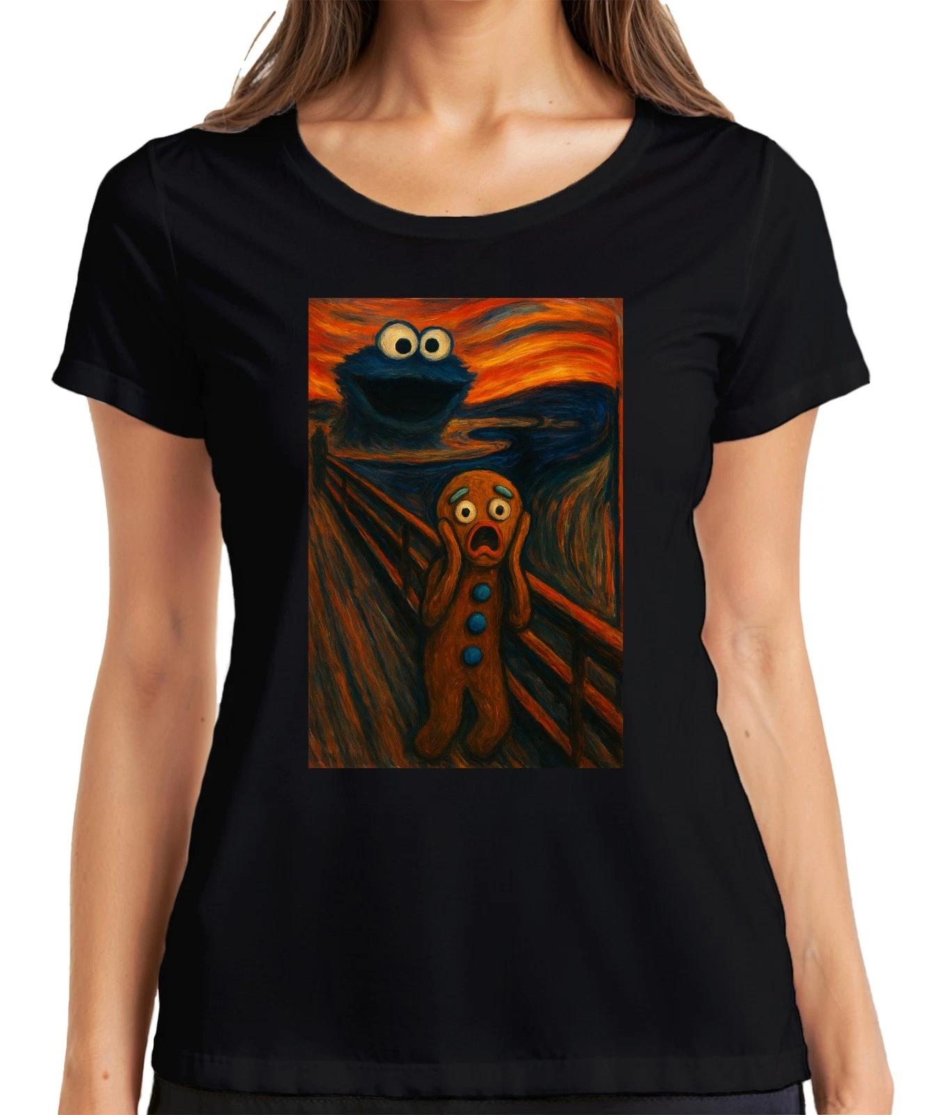 Lebkuchenmann Schrei Keksmonster Abendrot Grusel Karneval Fasching Damen T-Shirt L