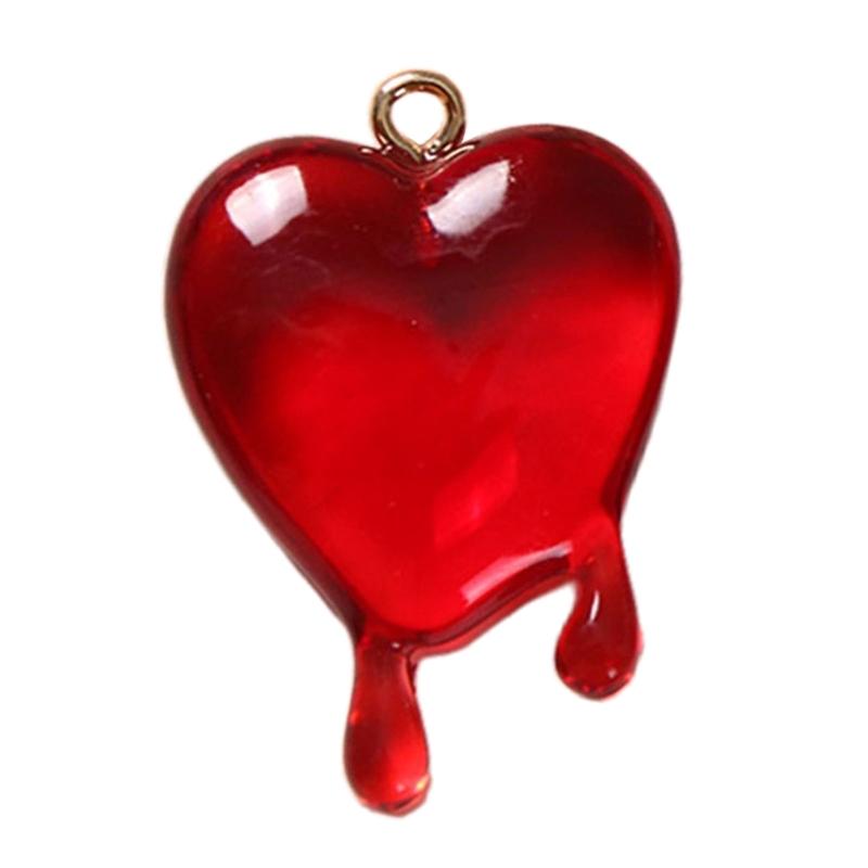 Summer Love Drop Blood Pendants with Hole Color Heart Hang Tags Acrylic Jewelry Necklace Pendant DIY Accessories