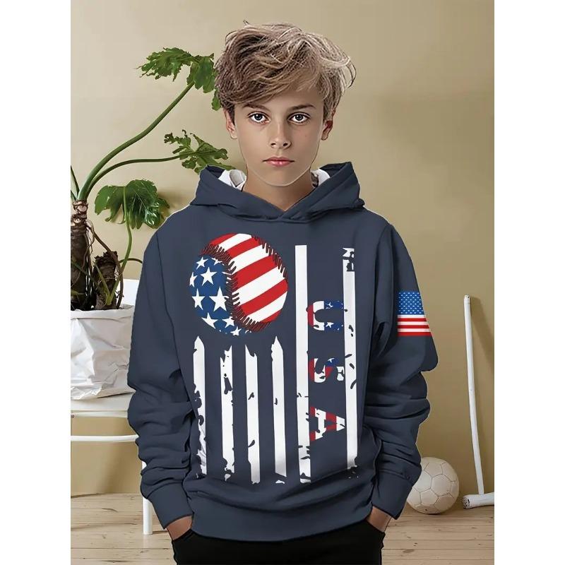Autumn 3D Ball Games Printed Hoodies Fashionable Casual Sports Long Sleeved Children's Boy Hooded Sweatshirts
