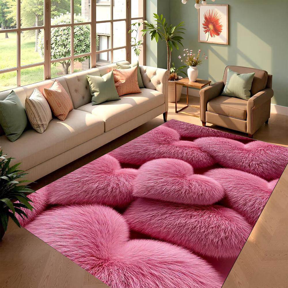 Visuell Dreidimensionales Herzförmiges Teppich Valentine's Day Dekorative Fußmatte Wohnzimmer Schlafzimmer Dekoration Eingangsteppich