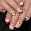 24x Christmas Acrylic Nail Glittering False Nail with Gingerbreads Man White Snowflake Stick On Nail Press On Nail
