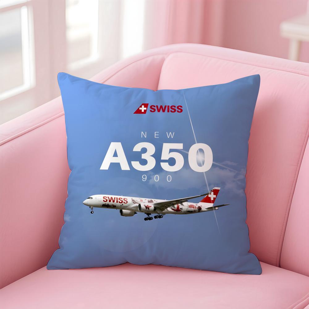 SSwissair Cushion Cover Pillow Case Soft Friendly Fabric  Concealed Zipper