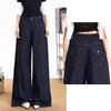 Women's Deep Blue High-Waist Wide-Leg Jeans