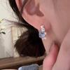 Elegant Geometric Blue Zirconia Pearl Stud Earrings - Stylish Cold Tone