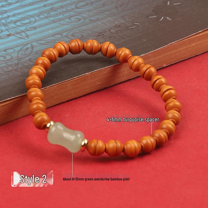Handgefertigtes Olivenkern Wenwan Dzi Perlenarmband - Einzelreihe Unisex Buddhistisches Design