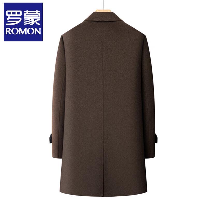 Romon Men's 2025 Mid-Length Wool Blend Down-Lined Trench Coat