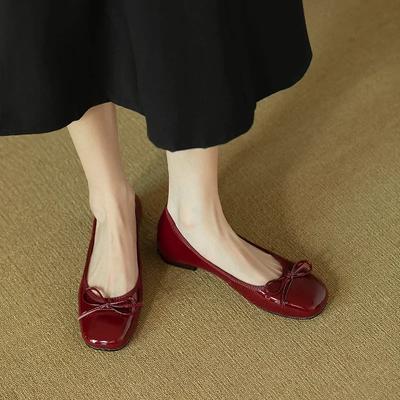 Scarpe basse retrò con fiocco da donna Moda coreana Eleganti décolleté a spillo con punta quadrata Scarpe da donna Autunno Casual Vestito Mocassino