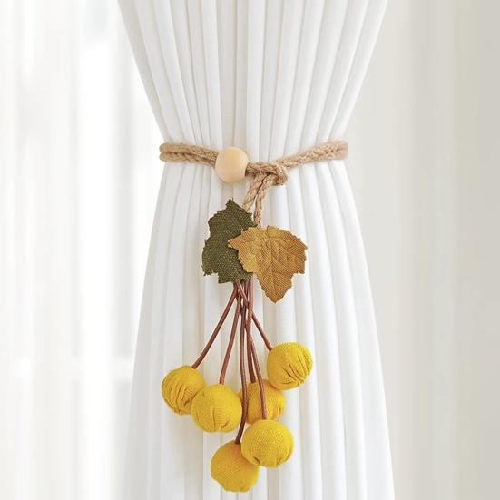 2Pcs Curtain Tie Pumpkin Decor No-Drill Installation Decorative Curtain Holders Living Room Bedroom Balcony Curtain Tiebacks