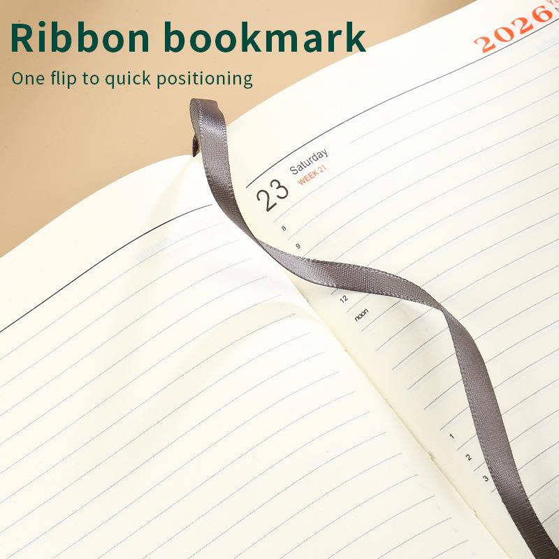 High-Quality 2026 Planner Notebook Daily Weekly Monthly Calendar Planner A5 Size With Faux Leather Cover For Business Student