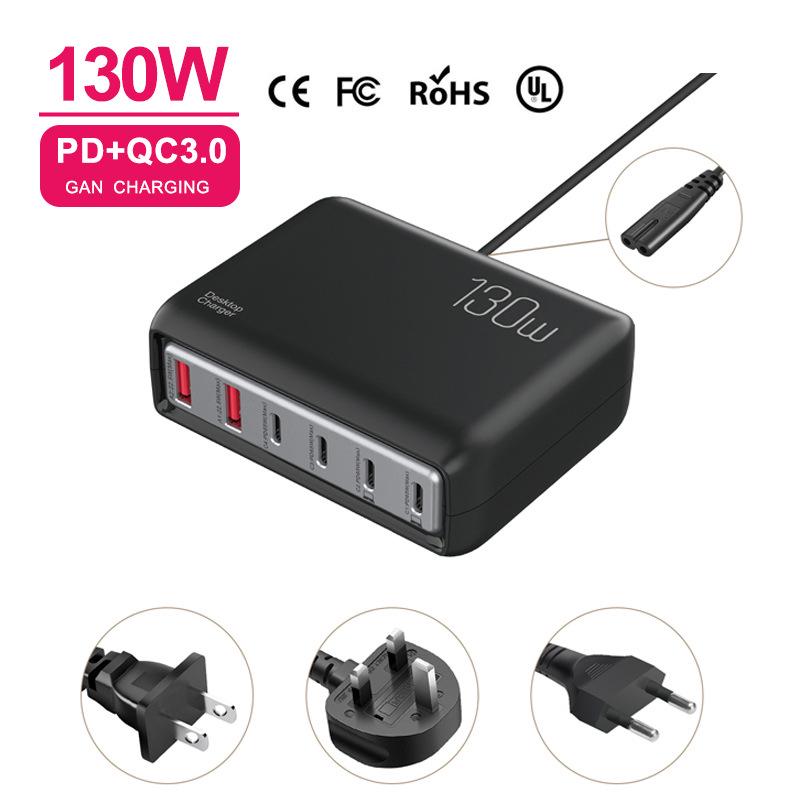 

Kuangjie 8-Port PD130W Fast Charging Station with Type-C for Phones & Tablets, EU US Plug UK Plug білий