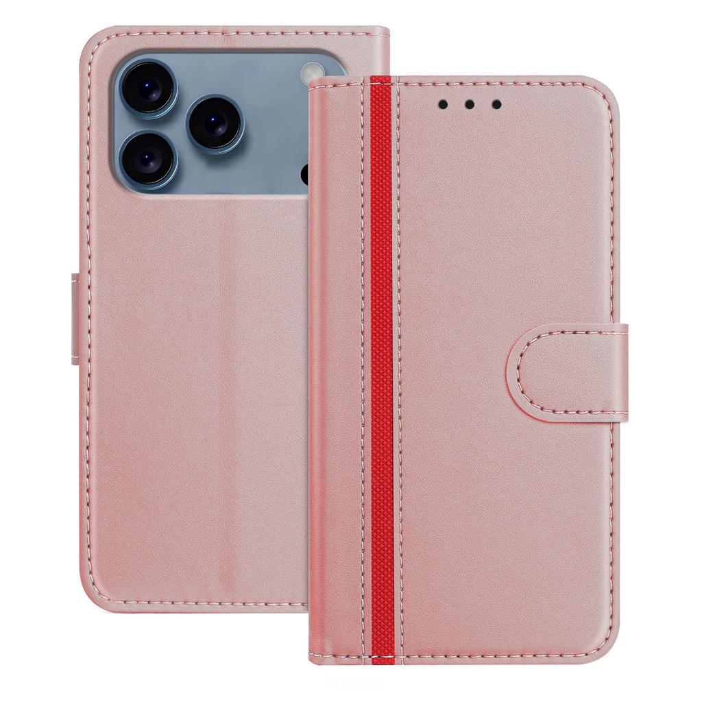 For iPhone 17 Pro Max Phone Cases Wallet Stand Color Splicing Leather Cover with Magnetic Clasp