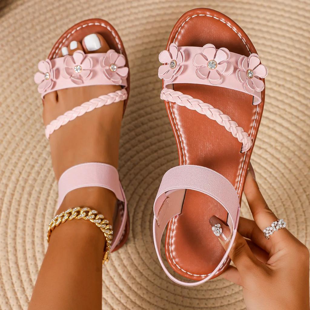 Fashion Women's Sandals  New Summer Casual Open-toed Women's Flats Fashion Floral Design Casual Comfortable Women's Sandals