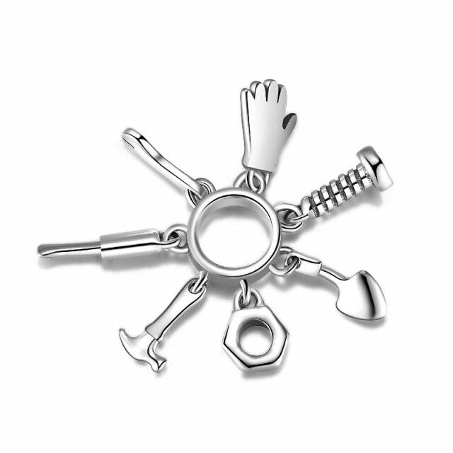 Breloques Perles Accessoires en Argent Sterling 925 pour Ustensiles de Cuisine S'adapte aux Bracelets DIY Originaux Bijoux