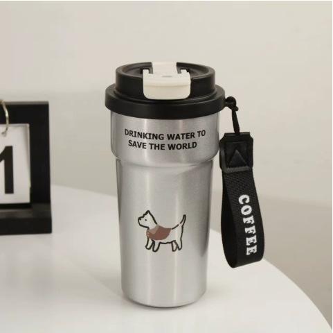 Water Bottle Cute Bear Coffee Cup High Value Straw Coffee Cup with Lifting Rope Portable Portable Thermal Insulation Cup
