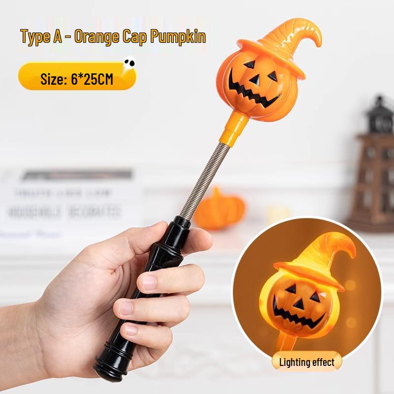 Halloween Pumpkin Lantern Hand-Crank Light-Up Stick for Kids - Festive Decoration and Gift