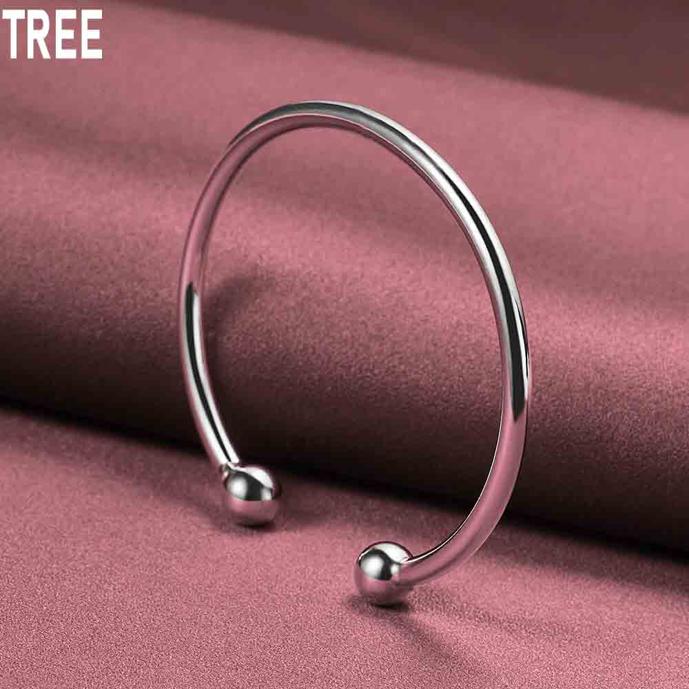 925 Sterlingsilber 4 mm Glatte Solide Perlen Armband Manschettenknöpfe Armband Mode Charm Hochzeitsschmuck