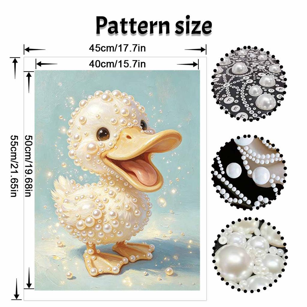 5D Framed Pearl Painting Kit Cute Pearl Duckling Sparkling Bead Art Canvas Ready To Display Romantic Home Decor Gift Birthday Present
