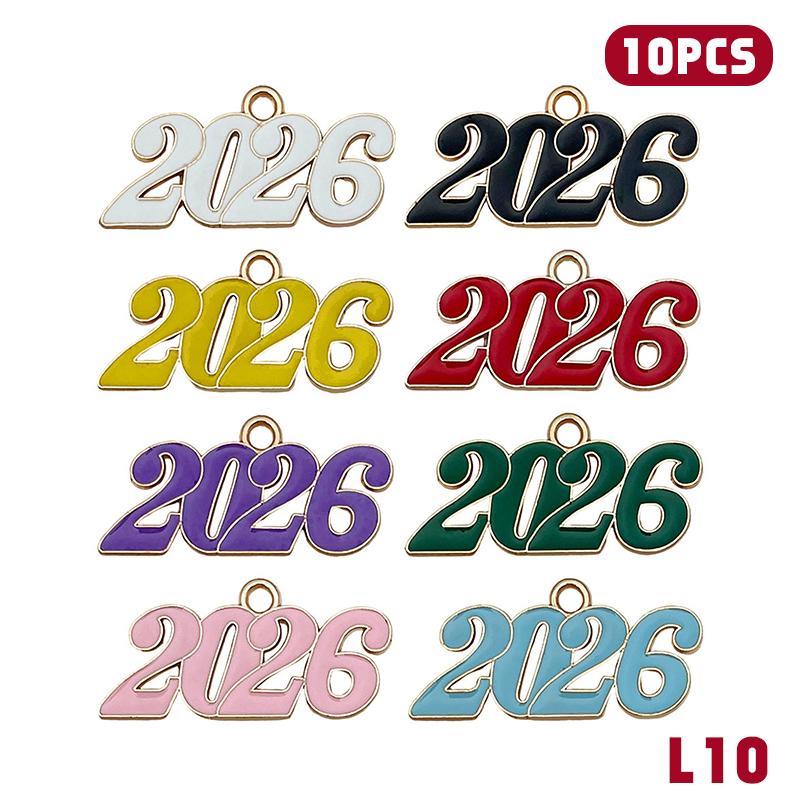 10/20/30Pcs 2026 Charms Alloy Number Pendant For Diy Graduation Bracelet Necklace Earrings Keychain Jewelry Making Accessories