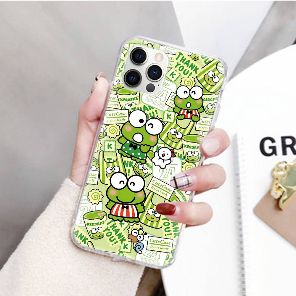 JZ9 Keroppi Transparent Case for Samsung A04 A14 A23 M33 M53 Realme 10 9 C35 C55 VIVO Y02 X80 Infinix Hot 30 Note 11 Tecno Spark 8P Pro