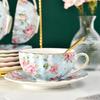 European Bone China Coffee Cup Set – Porcelain Cup, Saucer & Spoon Flowers Tea Set