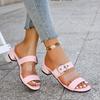 Fashion Ladies Shoes 2025 Fashion Open Toe Women's Slippers Summer New Outdoor Belt Buckle Plus Size Dress Best Seller Solid Heels Women