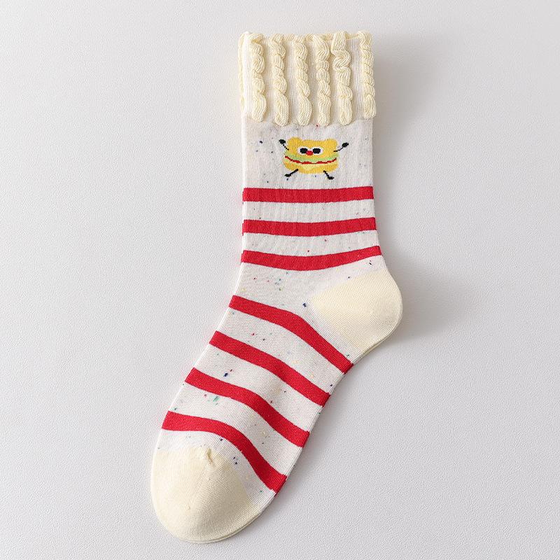 

Женские летние тонкие носки-трубы с забавным мультяшным принтом чипсов 1 pair