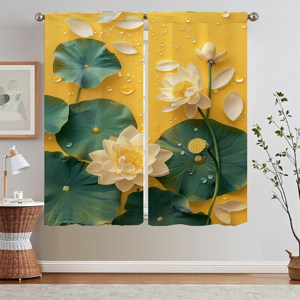 

Шторы для кухни Шторы 2 штуки Окно Самая красивая штора Лотос Штора для гостиной Подхваты Дом и Декор W132xH183cmx2pcs-CL