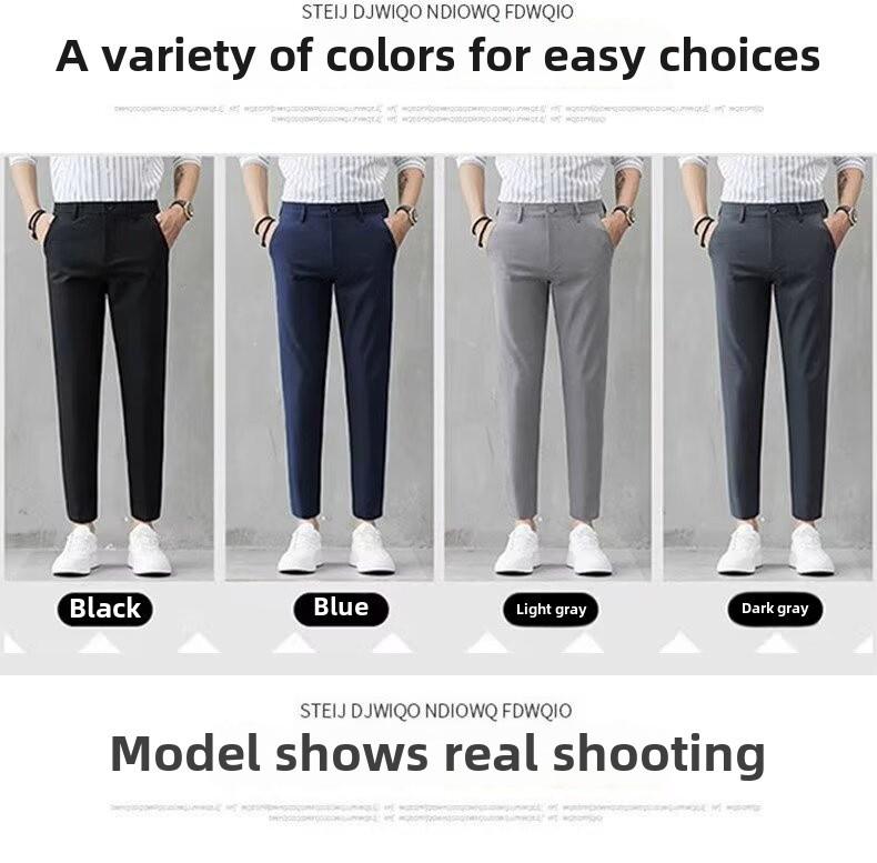 Men's Slim Korean-Style Nine-Point Trendy Trousers - Spring/Summer Casual Thin Long Pants