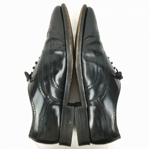 80er-90er Vintage BOSTONIAN Vollleder Wingtip Full Brogue Schwarz Größe 8.5D 26.0-26.5 Herren(GEBRAUCHT)