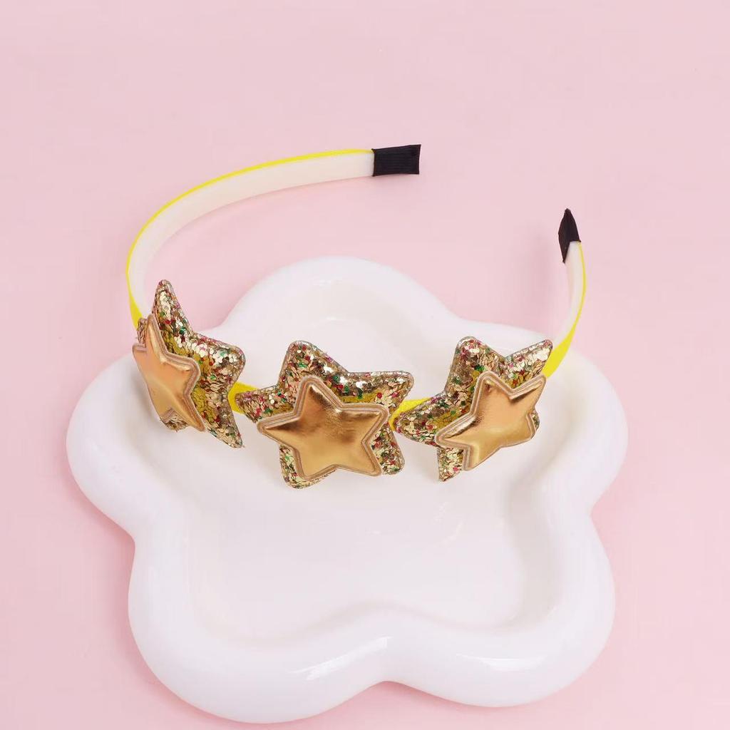 Children's Gradient Rainbow Sequin Star Headband - Colorful Double Layer Party Hair Accessory