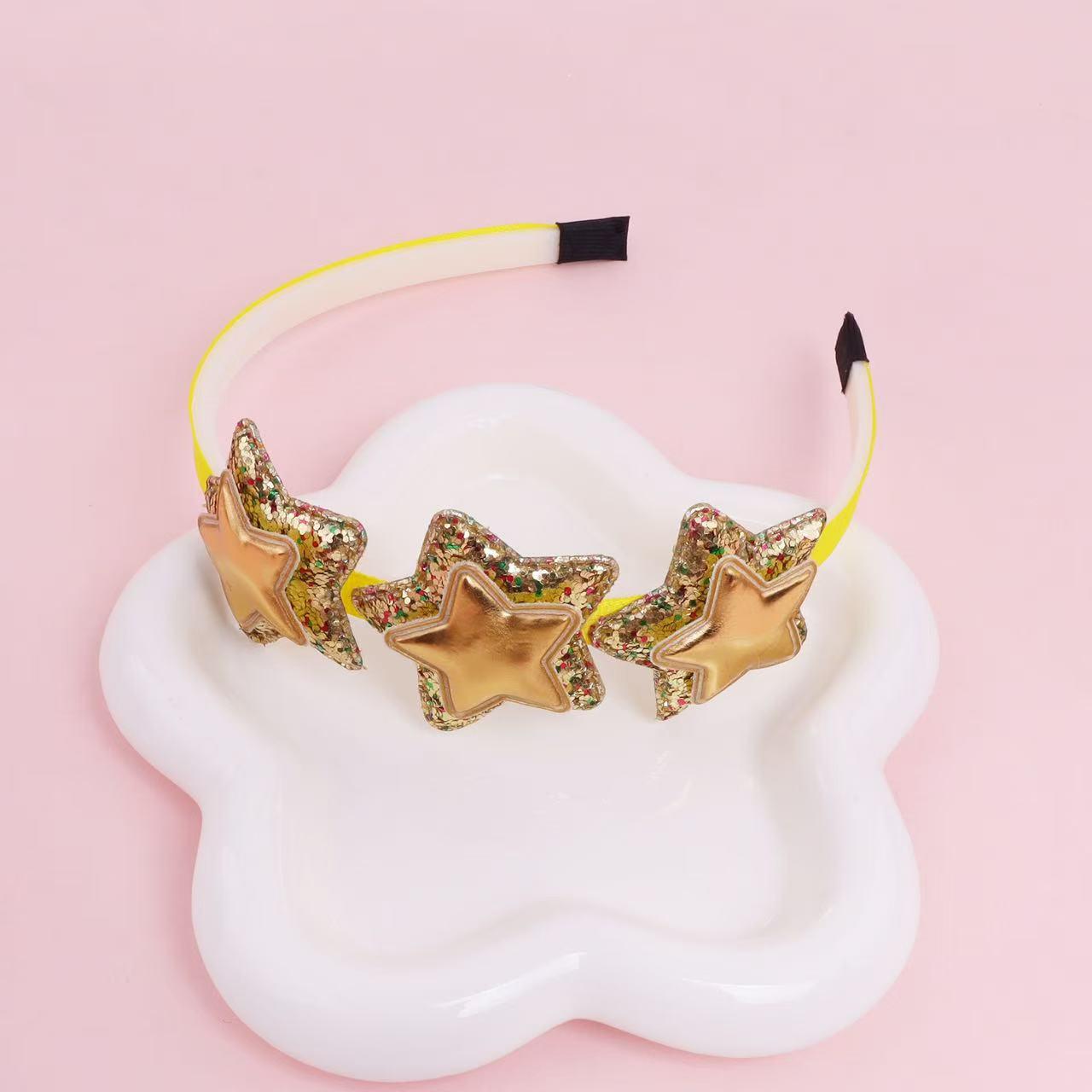 Children s Gradient Rainbow Sequin Star Headband - Colorful Double Layer Party Hair Accessory жёлтый