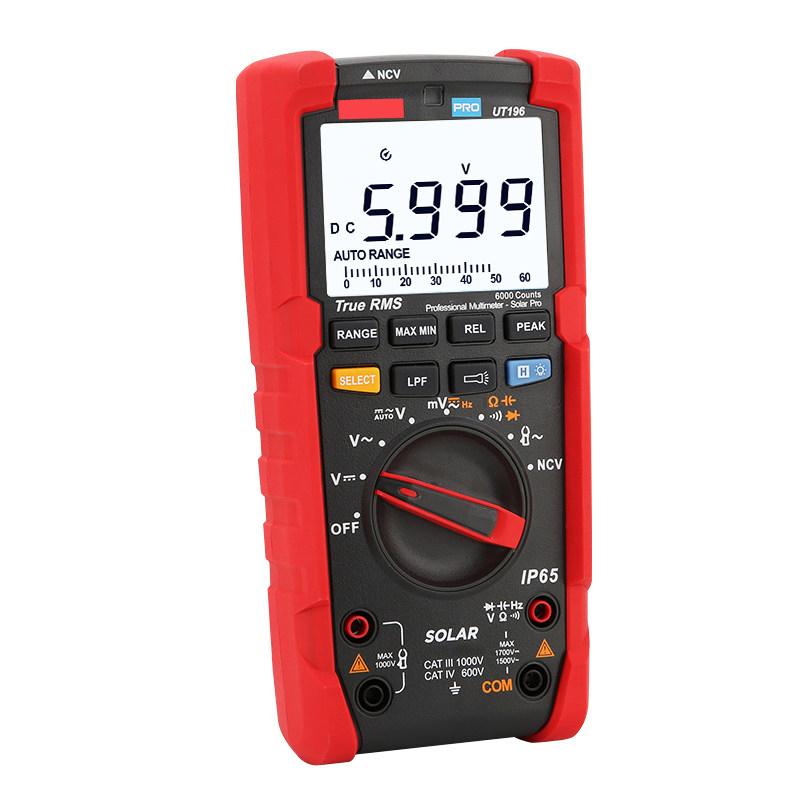 1700VDC True RMS Digital Multimeter IP65 Waterproof PV Solar Tester With VFD & NCV Function for Solar Panel & Industrial Repair