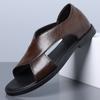 Men Handmade Simple White Flats Sandals Summer Brown Roman Sandals Retro Black Leather Beach Shoes Plus Size