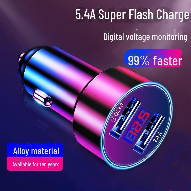 Kettős USB Gyorstöltő Autós Töltő PD-vel Digitális Kijelzővel