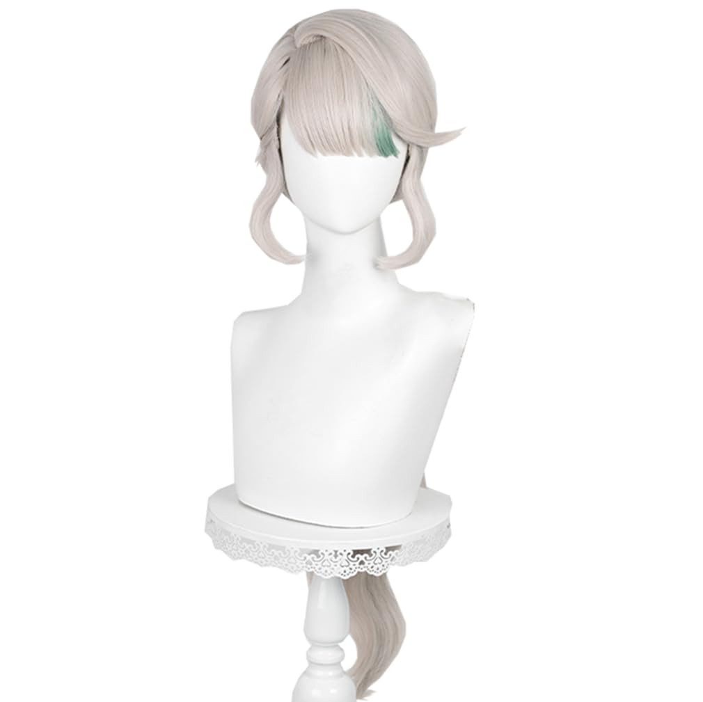 

LAOBAO Lynette Cosplay Mesh Costume Accessory for School and Events Wig, Ponytail, Gray/Green Wig, Heat-Resistant, Parties, Halloween, Festivals,