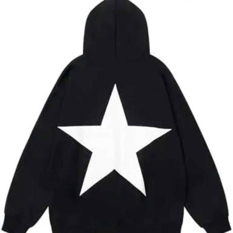 Star Patterned Oversize Y2K Hoodie Fashionable Sportswear Male Sweatshirt Men's Women's Hooded Oversize Street Hoodie