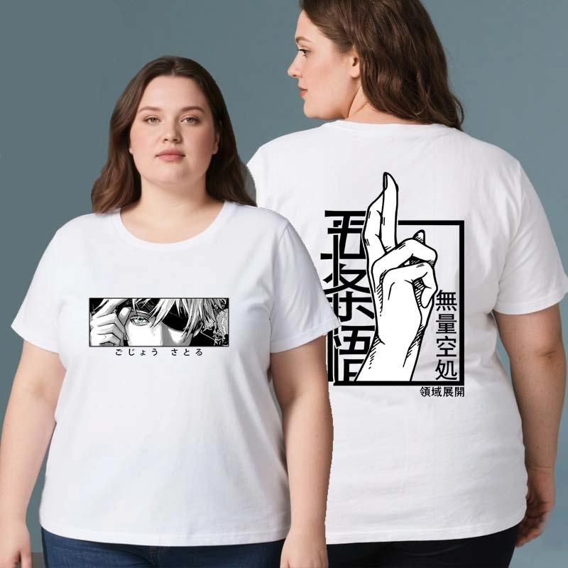 

Футболки больших размеров Мода Лето Смешное Аниме Сатору Годжо Магическая битва Футболка с коротким рукавом Спортивная Повседневная Футболка Спортивные Топы 4XL белый