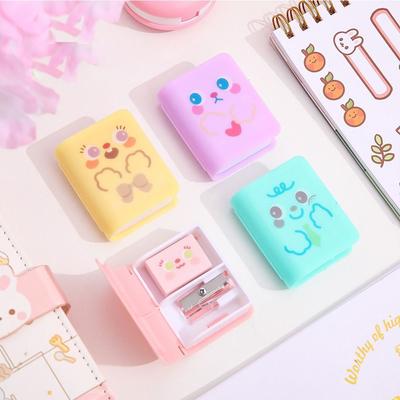 Kawaii Sketch Pencil Eraser Pencil Sharpener Set Cute Cartoon Stationery School Study Supplies Student Kids Gift