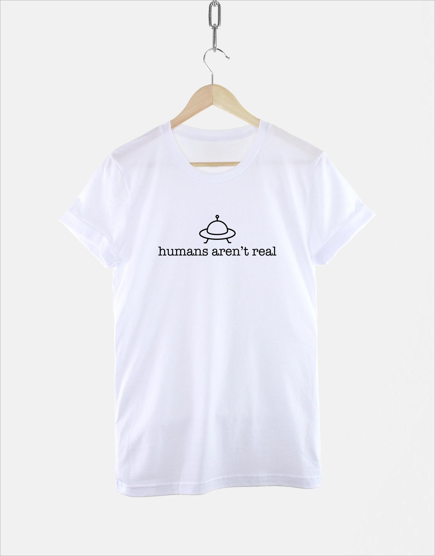 

Aliens TShirt Humans Arent Real Sci Fi Mens Tracksuit Letter Printed Summer Casual Pullover Top Fashion Breathable Sportswear 3XL