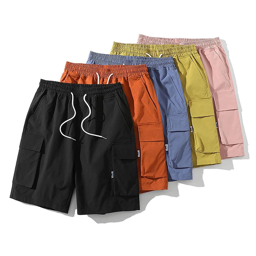 Men's Summer Cargo Shorts Loose Casual Multi-Pocket Drawstring Men's Jogging Cargo Shorts